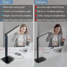 img 3 attached to 💡 Ambertronix LED Desk Table Lamp with USB Port, 5-Level Brightness, 4 Color Modes, Soft Touch Control Panel, 1-Hour Auto Timer Off, Ideal for Home, Office, College Dorm (Black)