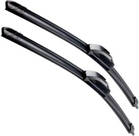img 4 attached to Premium All-Season Auto Wiper Blades - Pack of 2 | OEM Quality 22''+22'' Natural Rubber Blades with J-Hook