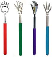 🖐️ laslu 4 pack telescoping back scratcher: extendable metal back scratchers with rubber handles for portable hand massaging and backslap relief logo