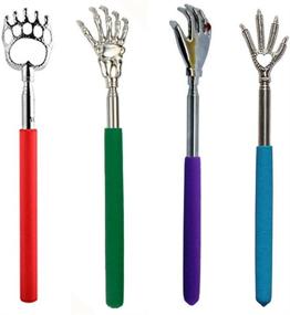 img 1 attached to 🖐️ LASLU 4 Pack Telescoping Back Scratcher: Extendable Metal Back Scratchers with Rubber Handles for Portable Hand Massaging and Backslap Relief