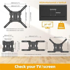 img 1 attached to 📺 Премиум кронштейн для телевизора с полной наклонной подвижностью: поворот, наклон и удлинение для телевизоров от 26 до 55 дюймов | Максимальный VESA 400x400 мм | Выдерживает 88 фунтов.