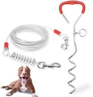 🐾 heavy duty dog tie out cable and stake - extra long 20ft 30ft dog leash for medium and large dogs - tangle free rope leash with buffer spring for camping, training, hiking, and yard play logo