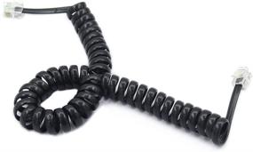 img 1 attached to 📞 SINCODA 5 пакет 6 футов модульного спирального телефонного шнура - черный спиральный шнур для оптимального подключения телефона/трубки
