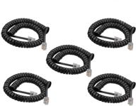 📞 sincoda 5 pack 6ft modular coiled telephone handset cord - black curly cord for optimal telephone/handset connectivity logo