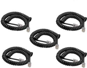img 4 attached to 📞 SINCODA 5 Pack 6Ft Modular Coiled Telephone Handset Cord - Black Curly Cord for Optimal Telephone/Handset Connectivity
