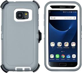 img 2 attached to 📱 Samsung Galaxy S7 Cover: Full Body Military Grade Protection, 2-in-1 Protector & Holster Case, Grey/White