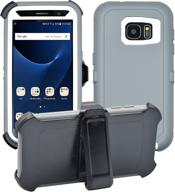 📱 samsung galaxy s7 cover: full body military grade protection, 2-in-1 protector & holster case, grey/white logo