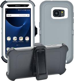 img 4 attached to 📱 Samsung Galaxy S7 Cover: Full Body Military Grade Protection, 2-in-1 Protector & Holster Case, Grey/White