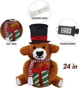 img 2 attached to 🎄 Lulu Home 24 Inch Collapsible Brown Bear Decoration: Stunning 48 LED Lighted Ornaments for Indoor/Outdoor Christmas Decor - Plug-in LED Brown Bear With Clear Lights for Yard & Holiday Ambiance