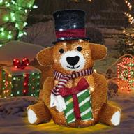 🎄 lulu home 24 inch collapsible brown bear decoration: stunning 48 led lighted ornaments for indoor/outdoor christmas decor - plug-in led brown bear with clear lights for yard & holiday ambiance logo