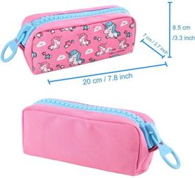 img 3 attached to 🦄 Unicorn Cute Pencil Case for Girls: Large Zipper Makeup Bag and Organizer