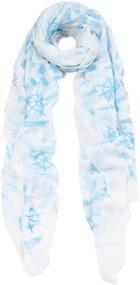 img 2 attached to Elegant Anchor Rudder Print Frayed Women's Accessories in Scarves & Wraps