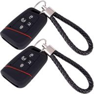 🔑 febrytold 2pcs silicone car key cases for vw passat tiguan 2018 2019, black 4 buttons remote fob key cover for vw alltrack atlas golf + black braided car keychains logo