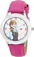 🕰️ stylish disney kids' frozen tween anna stainless steel watch - w000974 logo