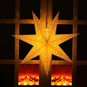 img 4 attached to 🌟 Gold 7-Pointed Star Paper Lantern with LED Lights - Hanging Pendant Lampshade for Christmas Weddings, Holidays, Birthdays, Home Decor - 19.7 Inch