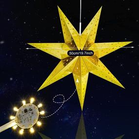 img 2 attached to 🌟 Gold 7-Pointed Star Paper Lantern with LED Lights - Hanging Pendant Lampshade for Christmas Weddings, Holidays, Birthdays, Home Decor - 19.7 Inch