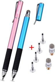 img 4 attached to 🖊️ 2021 Updated Universal Stylus Pens for Touch Screens (2 Pcs) - 2-in-1 Design - Compatible with All Cell Phones, Tablets, Laptops - 6 Replacement Tips Included (4 Disc Tips, 2 Fiber Tips)