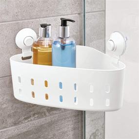 img 3 attached to 🛁 iDesign Cade BPA-Free Plastic Corner Storage Organizer with 2 Push Lock Cups for Bathroom Shower/Tub, 7.52" x 12" x 7.32", Suction Basket