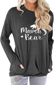 img 4 attached to 🐻 Vaise Women's Mama Bear Shirt: Casual Long Sleeve Tunics with Pockets