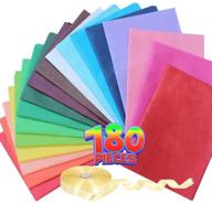 🎁 180 sheets tissue paper bulk - 18 assorted colored gift bag wrapping paper for diy crafts, packaging, and decorative parties - 20x28 inch art colored tissue paper with flower tissue paper pom poms logo