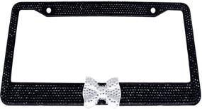 img 2 attached to Sparkling Rhinestone License Plate Frames - Set of 2 - Handcrafted, Waterproof Glitter Crystal License Plate Frames for Cars with 2 Holes - Includes Screws and Caps (Black & White Bowtie)