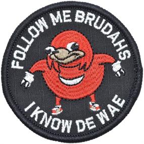 img 1 attached to Red Tactical Military Morale Patch Set - Follow Me Brudahs, I Know De Wae - Hook/Loop - Round - Combat Badge for Tactical Combat Bags