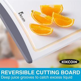 img 1 attached to 🔪 Kikcoin Grey Cutting Board Set - Extra Large Plastic Chopping Boards for Kitchen with Juice Grooves & Easy Grip Handle, Dishwasher Safe - Set of 3