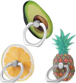 img 4 attached to 🍍 Бонома 3 упаковка кольца для мобильного телефона, 360° вращение универсальный цветной палец-подставка с металлическим кольцом для удержания для смартфона, совместима с iPhone, Samsung, LG, Sony, HTC и более - дизайн ананаса.