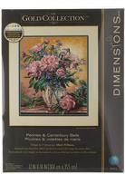 🌺 floral vase counted cross stitch kit by dimensions gold collection - 18 count ivory aida, 12x14 inches logo