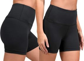 img 4 attached to 🩳 High Waist Power Flex Yoga Shorts - Tummy Control Biker Shorts for Women 2 Pack by 90 Degree By Reflex