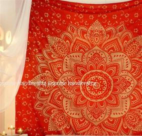 img 1 attached to 🌼 Vibrant Red and Gold Hippie Mandala Tapestry - Popular Handicrafts Wall Hanging