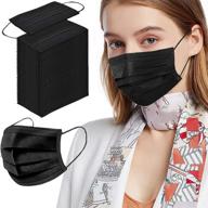 100pcs disposable black face masks for adults, 3 ply safety protection masks logo