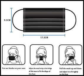 img 2 attached to 100pcs Disposable Black Face Masks for Adults, 3 Ply Safety Protection Masks