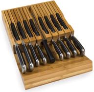 🔪 bamboo knife holder for 16 knives (knives not included) with built-in slot for sharpener - noble home &amp; chef knife organizer crafted from premium moso bamboo logo