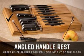 img 1 attached to 🔪 Bamboo Knife Holder for 16 Knives (Knives Not Included) with Built-in Slot for Sharpener - Noble Home &amp; Chef Knife Organizer Crafted from Premium Moso Bamboo