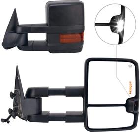 img 4 attached to 🚗 2007-2014 Зеркала заднего вида бокового обзора для буксировки Silverado - комплект из двух штук, с питанием от аккумулятора, подогревом, сигнальные светодиодные лампы, левая сторона водителя, правая сторона пассажира - Perfit Zone.