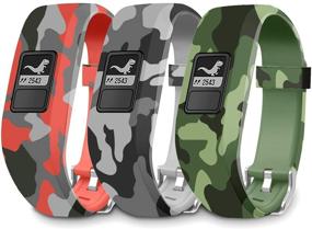 img 4 attached to 🌲 FITLI Camouflage Replacement Bands for Garmin Vivofit jr/Vivofit 3/Vivofit jr 2 - Secure Clasp Strap Watch Bands for Boys