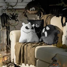 img 2 attached to 👻 Phantoscope Pack of 3 Ghost Decorative Throw Pillows - Cute Spooky Shaped 3D Print Cushion for Kids - Black