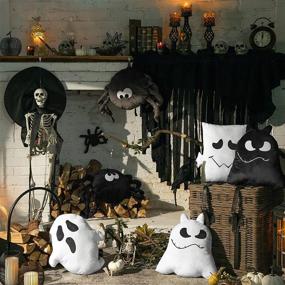 img 1 attached to 👻 Phantoscope Pack of 3 Ghost Decorative Throw Pillows - Cute Spooky Shaped 3D Print Cushion for Kids - Black