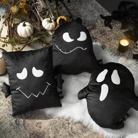 img 3 attached to 👻 Phantoscope Pack of 3 Ghost Decorative Throw Pillows - Cute Spooky Shaped 3D Print Cushion for Kids - Black