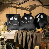 👻 phantoscope pack of 3 ghost decorative throw pillows - cute spooky shaped 3d print cushion for kids - black logo