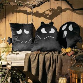 img 4 attached to 👻 Phantoscope Pack of 3 Ghost Decorative Throw Pillows - Cute Spooky Shaped 3D Print Cushion for Kids - Black