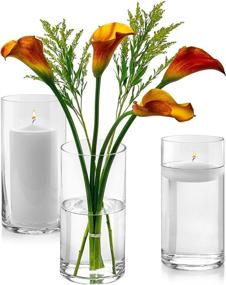 img 2 attached to 🔥 Pack of 3 Clear Glass Cylinder Vases, 8 Inch Tall - Versatile: Pillar Candle Holders, Floating Candles or Flower Vases – Ideal for Wedding Centerpieces