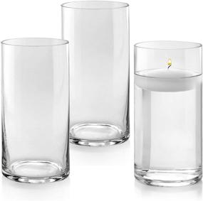 img 3 attached to 🔥 Pack of 3 Clear Glass Cylinder Vases, 8 Inch Tall - Versatile: Pillar Candle Holders, Floating Candles or Flower Vases – Ideal for Wedding Centerpieces