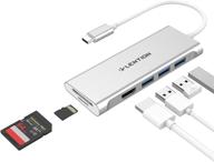 lention usb c hub 4k hdmi, 3 usb 3.0, sd 3.0 card reader - compatible 💻 with 2020-2016 macbook pro 13/15/16, new ipad pro/mac air/surface, chromebook, and more - multi-port dongle adapter (cb-c34, silver) логотип