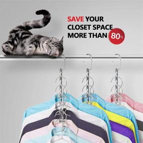 img 2 attached to 👕 Efficient Closet Organization: KJfamily Space Saving Metal Hanger - Magic Cascading Hanger for Clothes, Stainless Steel, 6X2 Slots (Pack of 20)