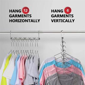 img 1 attached to 👕 Efficient Closet Organization: KJfamily Space Saving Metal Hanger - Magic Cascading Hanger for Clothes, Stainless Steel, 6X2 Slots (Pack of 20)