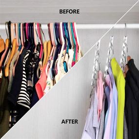 img 3 attached to 👕 Efficient Closet Organization: KJfamily Space Saving Metal Hanger - Magic Cascading Hanger for Clothes, Stainless Steel, 6X2 Slots (Pack of 20)