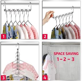 img 4 attached to 👕 Efficient Closet Organization: KJfamily Space Saving Metal Hanger - Magic Cascading Hanger for Clothes, Stainless Steel, 6X2 Slots (Pack of 20)