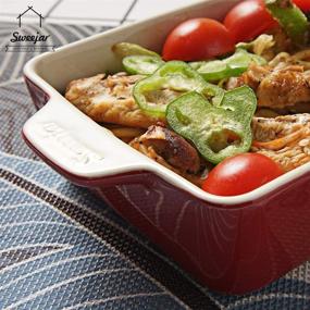 img 1 attached to 🍽️ SWEEJAR Ceramic Bakeware Set - Rectangular Baking Dish Lasagna Pans for Cooking, Kitchen, Cake Dinner, Banquet and Daily Use - 11.8 x 7.8 x 2.75 Inches - Red Baking Pans
